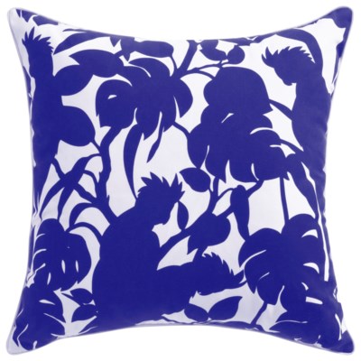 Florence Broadhurst Cockatoos Cobalt Cushion 22x22 (Outdoor)