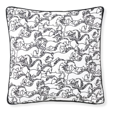 Florence Broadhurst Horses Stampede Black Cushion 20x20