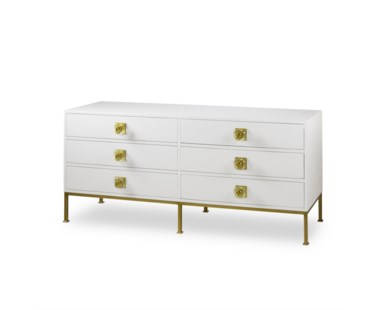 Formal Drawer Dresser - 6 Drawer / White Lacquer