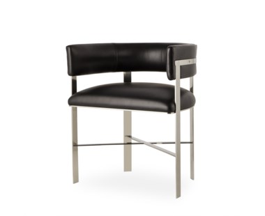 Art Dining Chair - Black Leather/ Stainless Steel