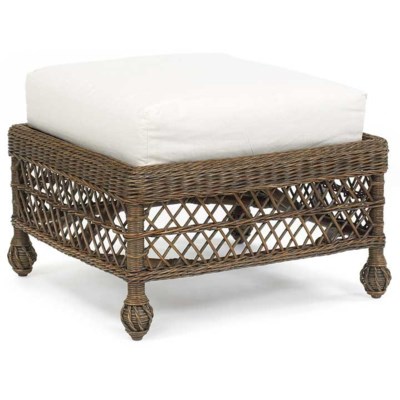 Vineyard's Cushioned Wicker Ottoman