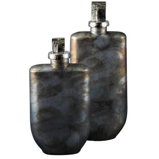 Finley Bottles with Textured Stoppers,Set of 2