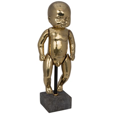 Boy Baby Doll On Stand, Brass