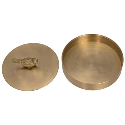 Solid Brass Jewelry Box with Bird Knob