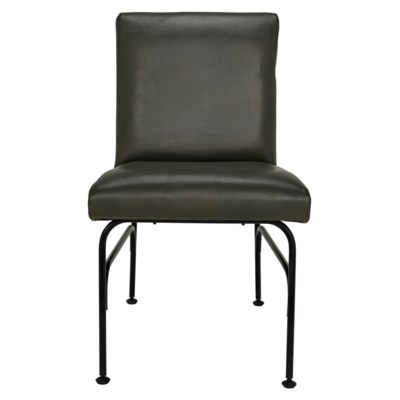Oplus Dining Chair, Rustic Finish, Green Leather