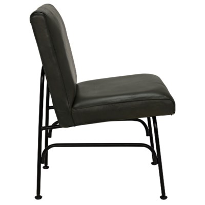 Oplus Dining Chair, Rustic Finish, Green Leather