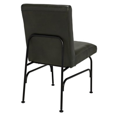 Oplus Dining Chair, Rustic Finish, Green Leather