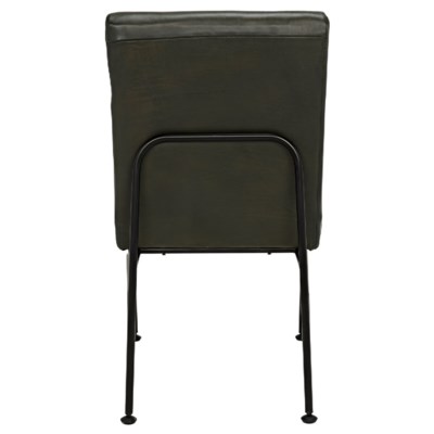 Oplus Dining Chair, Rustic Finish, Green Leather