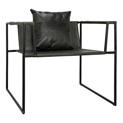 Reinhold Chair w/Leather, Iron