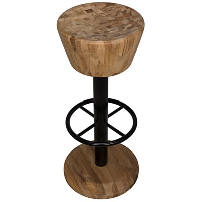 Thetis Bar Stool, Teak and Metal