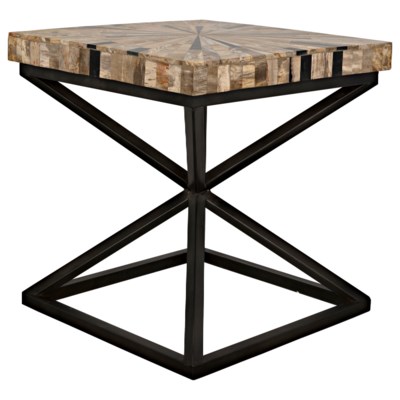 Peleus Side Table, Fossil and Metal
