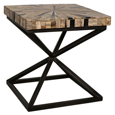 Peleus Side Table, Fossil and Metal