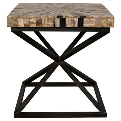 Peleus Side Table, Fossil and Metal