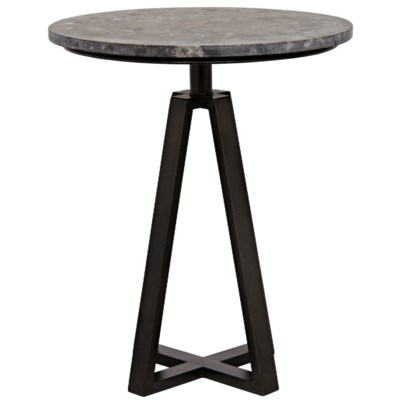 Compasso Side Table, Metal and Black Marble