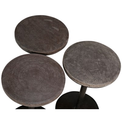 Lotus Side Table, Metal and Stone