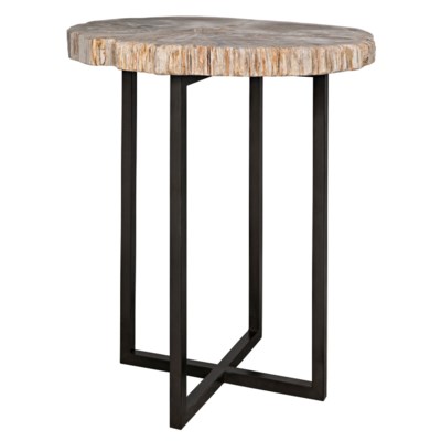 Large Cross Base Petrified Top Side Table