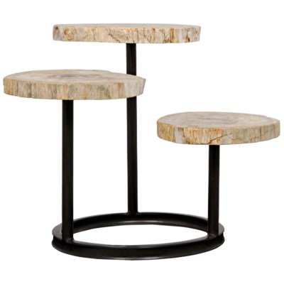 Corado Table, Metal and Petrified Wood