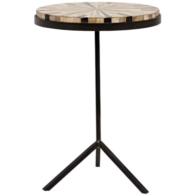 Katana Side Table, Metal and Petrified Wood