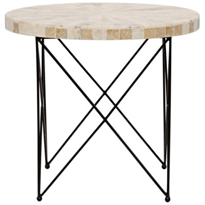 Morcheeba Side Table, Metal and Petrified Wood