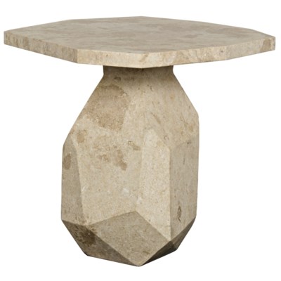 Polyhedron Side Table, White Marble