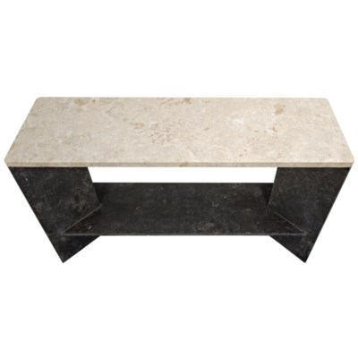 Anvil Console, Black Marble and White Marble