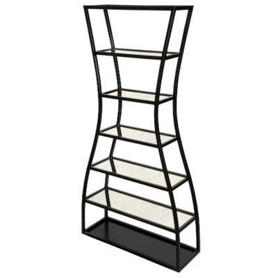 Elma Bookcase, Metal and Antique Mirror