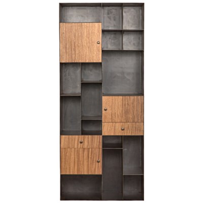 Oksana Bookcase, Dark Walnut, Metal and Walnut
