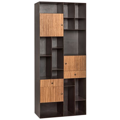 Oksana Bookcase, Dark Walnut, Metal and Walnut