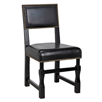 Abadon Side Chair w/Leather, Distressed Black