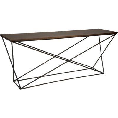 Metal X Base Console, Metal and Walnut
