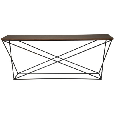 Metal X Base Console, Metal and Walnut