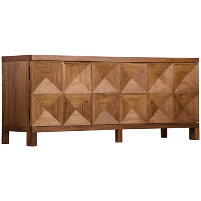 QS 3 Door Quadrant Sideboard, Dark Walnut