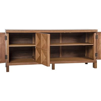 QS 3 Door Quadrant Sideboard, Dark Walnut