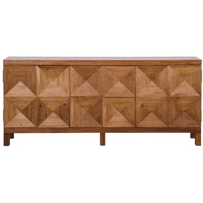 QS 3 Door Quadrant Sideboard, Dark Walnut