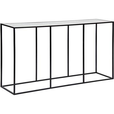 Convention Sofa Table, Metal and Antiqued Mirror