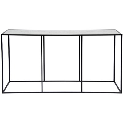Convention Sofa Table, Metal and Antiqued Mirror