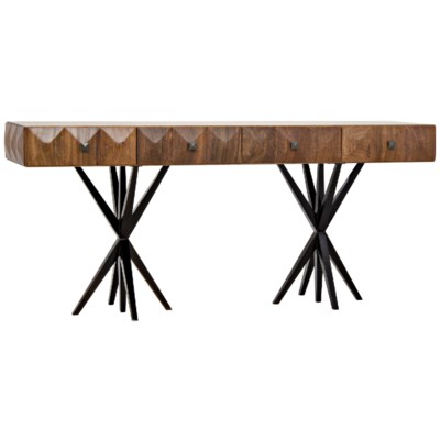 Gemma Desk, Dark Walnut, Walnut and Metal