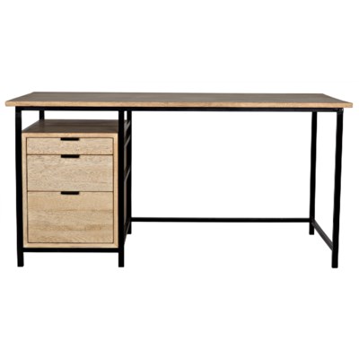 Nabucco Desk, Bleached Walnut w/Metal