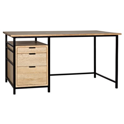 Nabucco Desk, Bleached Walnut w/Metal