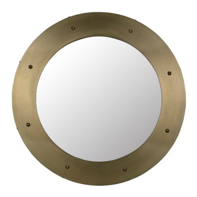 Clay Mirror, Large, Antique Brass
