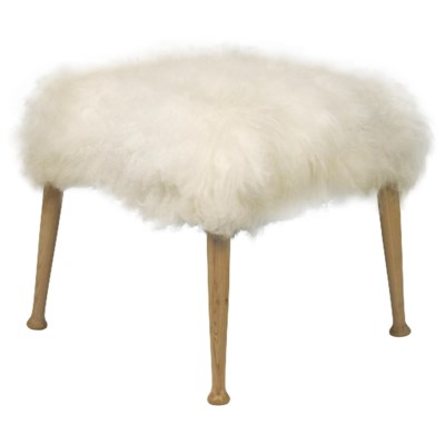 Bianca Stool, Elm and Flokati