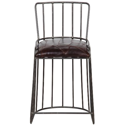 David Counter Stool, Metal and Leather