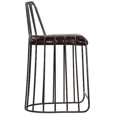 David Counter Stool, Metal and Leather