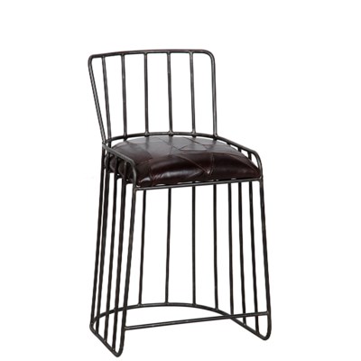 David Counter Stool, Metal and Leather