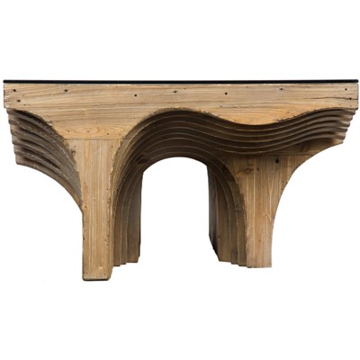 Orpheus Coffee Table, Old Elm and Glass
