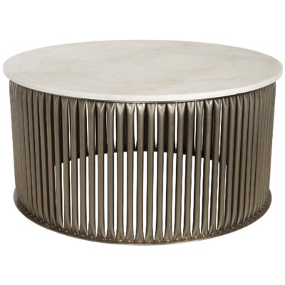 Lenox Coffee Table, Antique Silver, Metal and Stone