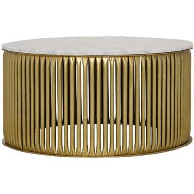 Lenox Coffee Table, Antique Brass, Metal and Stone