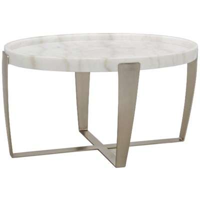Ennio Coffee Table, Antique Silver, Metal and Stone