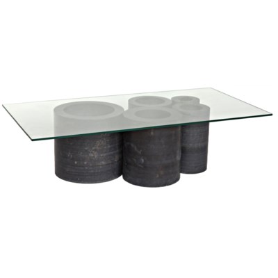 Golyath Coffee Table, Black Stone and Glass