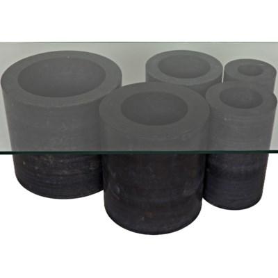 Golyath Coffee Table, Black Stone and Glass